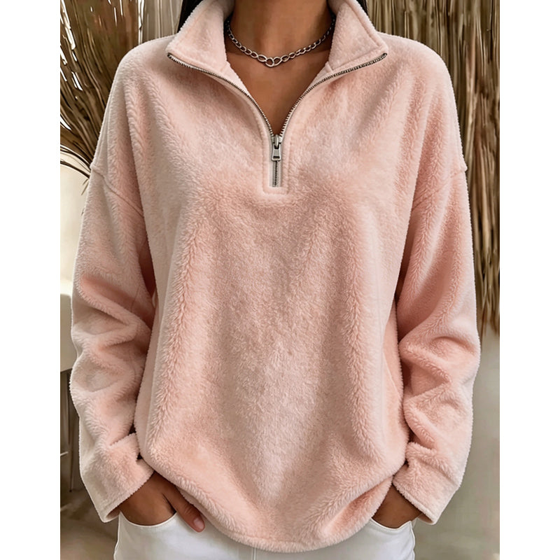 Ultrazachte Fleece Trui met Halve Rits-4