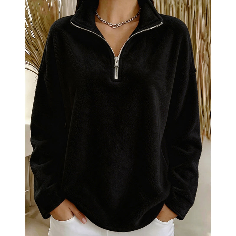 Ultrazachte Fleece Trui met Halve Rits-11