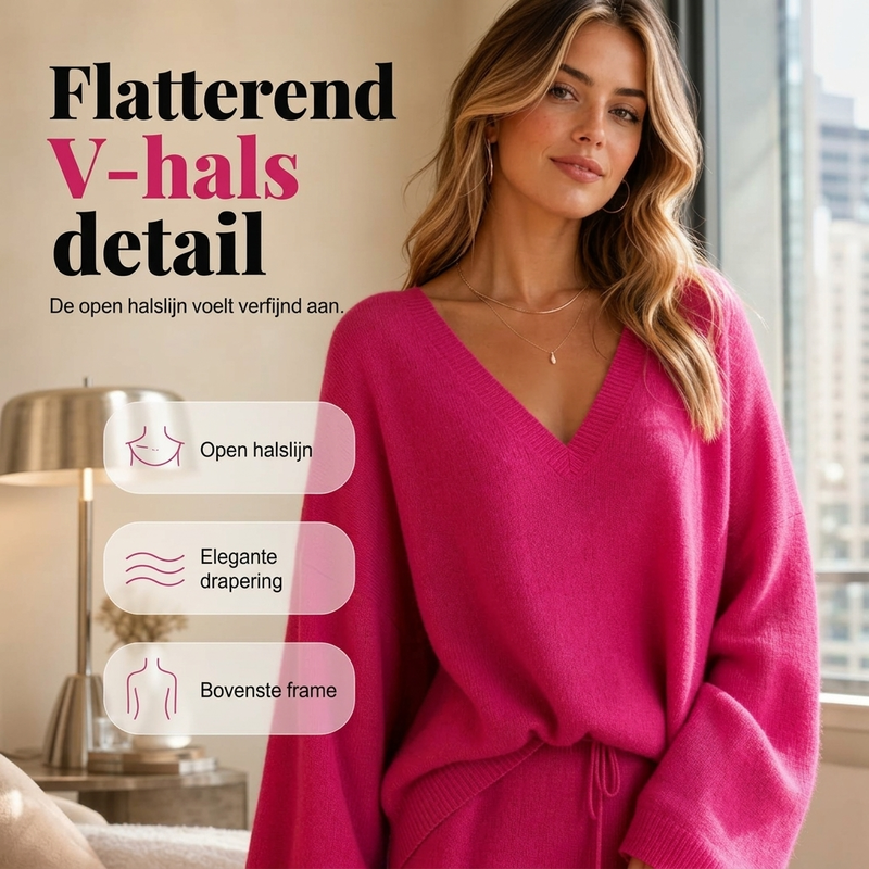 Zachte Lounge Set met V-Hals-1