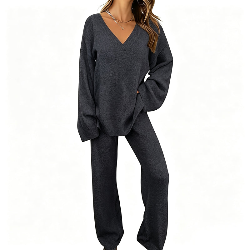 Zachte Lounge Set met V-Hals-16
