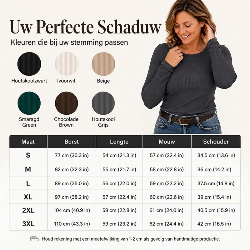 Geribde Slim-Fit Top met Lange Mouwen en Ronde Hals-2