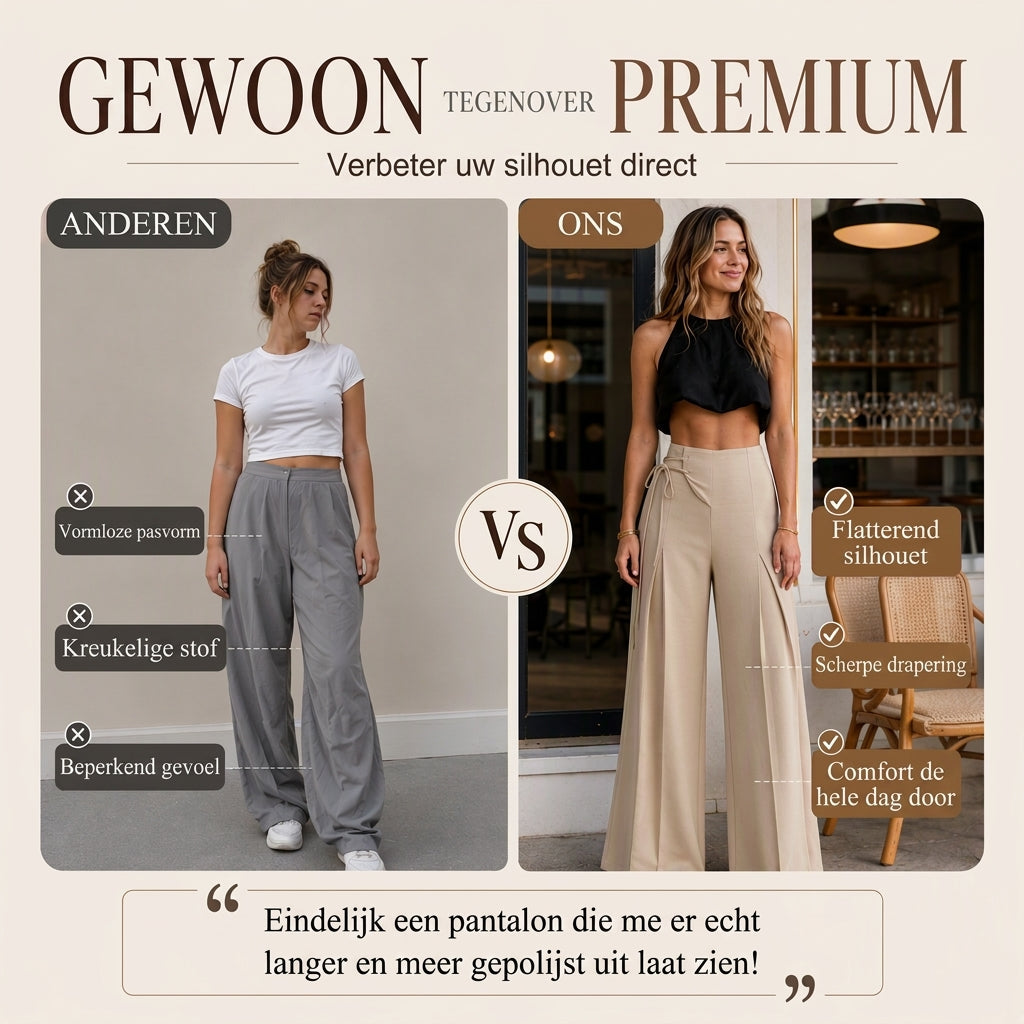 Elegante High-Waist Broek met Wijde Pijpen-2