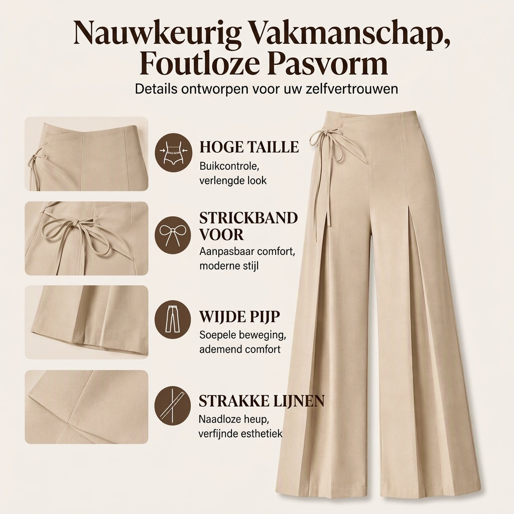 Elegante High-Waist Broek met Wijde Pijpen-1