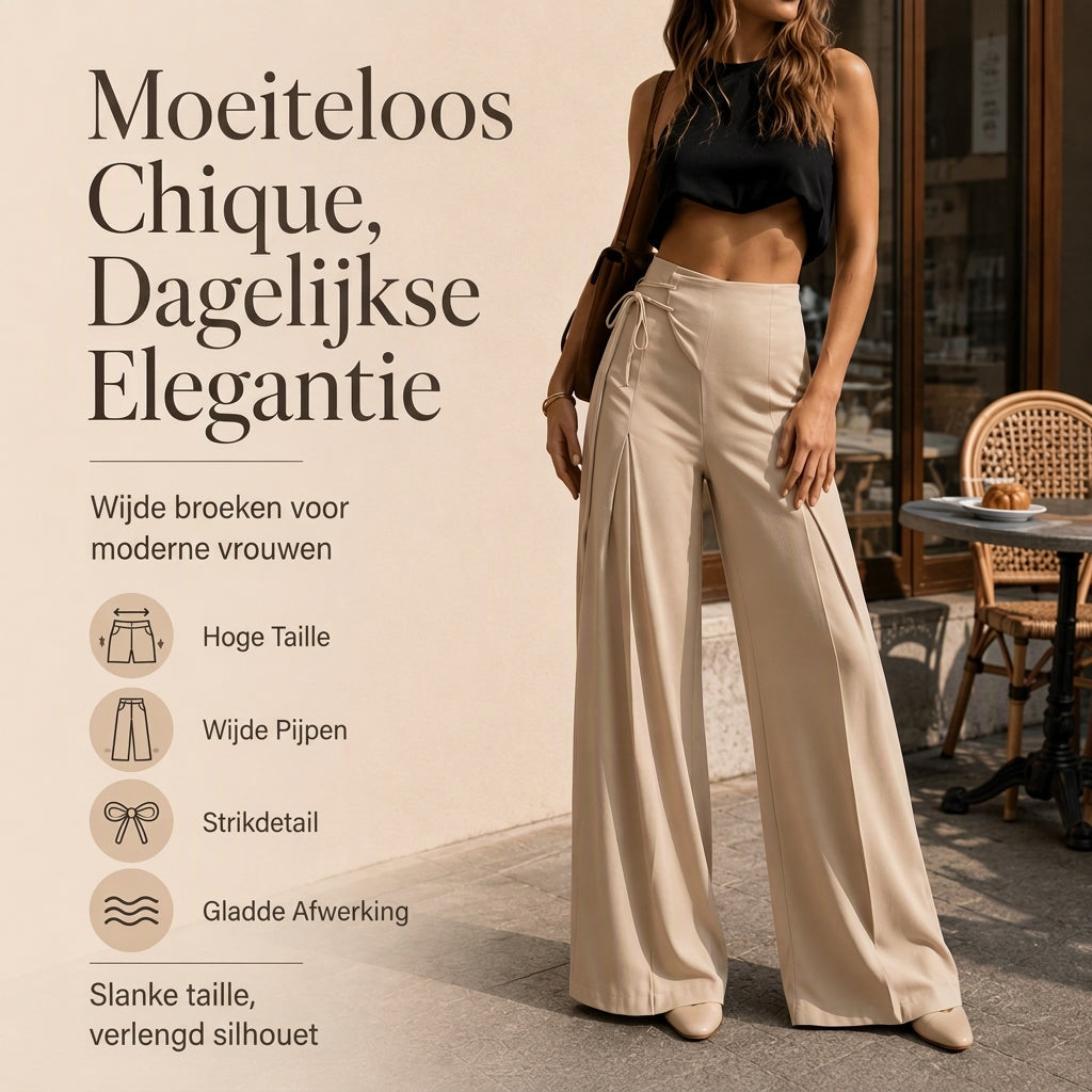 Elegante High-Waist Broek met Wijde Pijpen