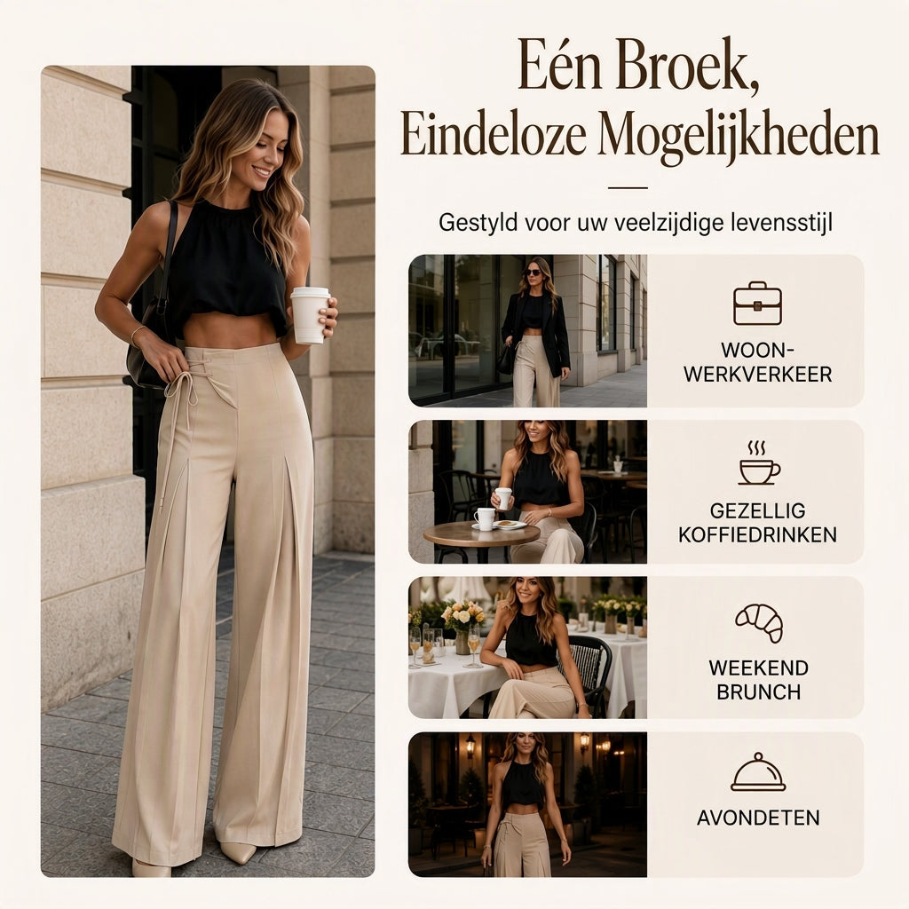 Elegante High-Waist Broek met Wijde Pijpen-4