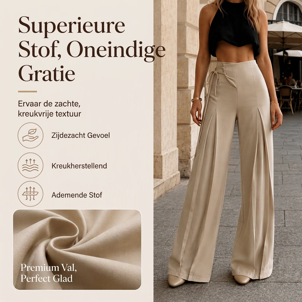 Elegante High-Waist Broek met Wijde Pijpen-3