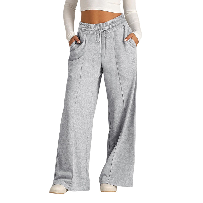 Comfortabele High-Waist Broek met Wijde Pijpen en Trekkoord-9