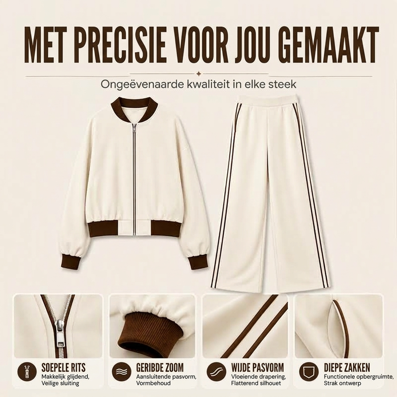 Moderne 2-Delige Bomber Set met Wijde Pijpen-1