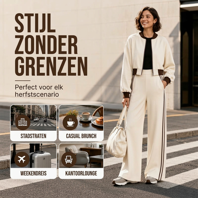 Moderne 2-Delige Bomber Set met Wijde Pijpen-5