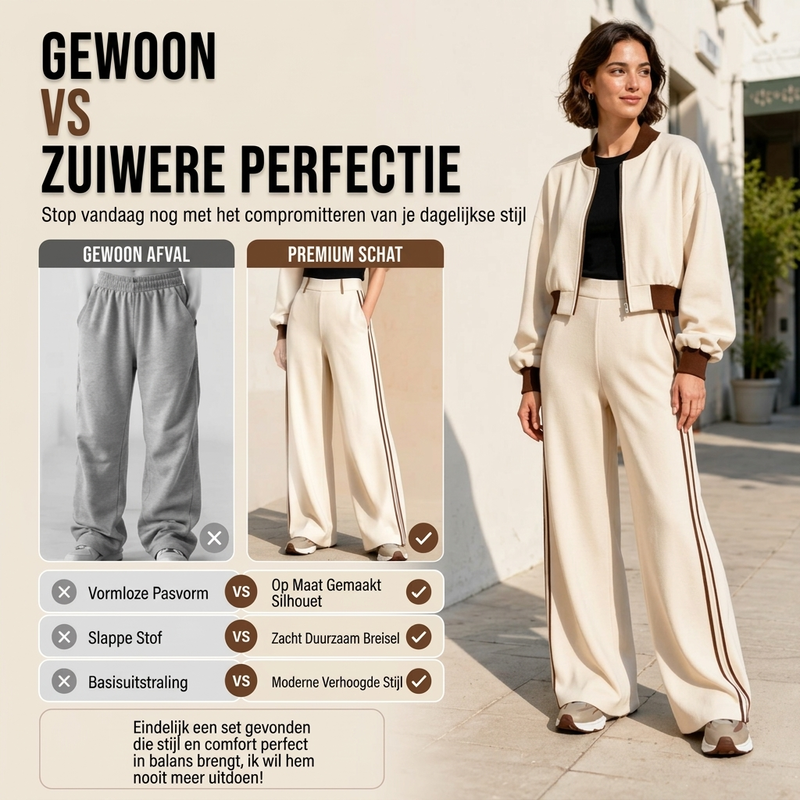 Moderne 2-Delige Bomber Set met Wijde Pijpen-3