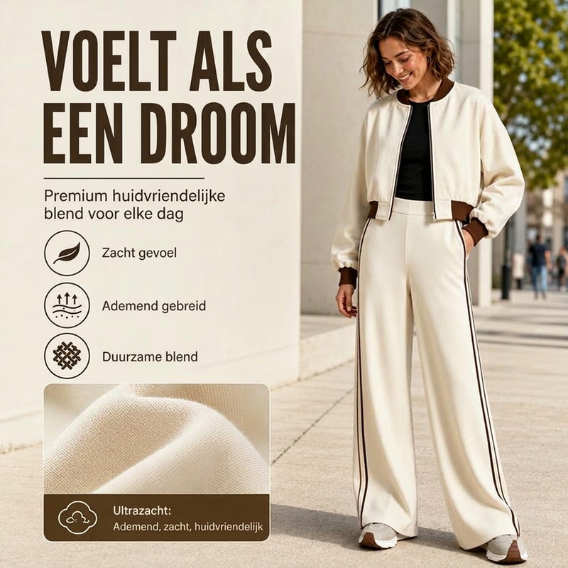 Moderne 2-Delige Bomber Set met Wijde Pijpen-4