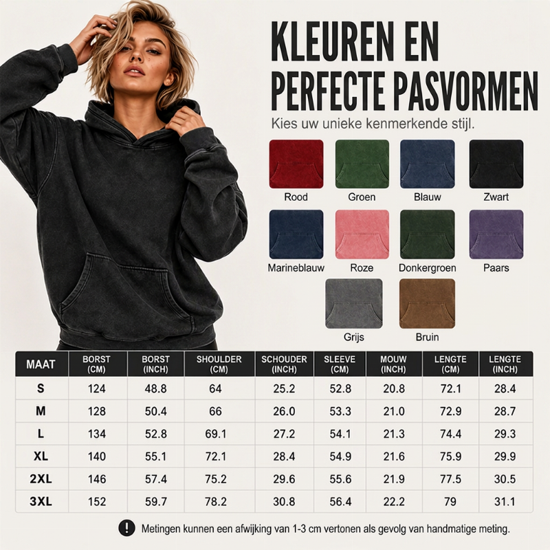 Vintage Acid-Wash Hoodie met Kangoeroezak en Relaxte Pasvorm-5