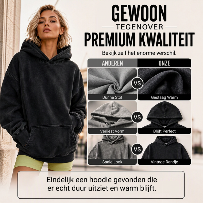 Vintage Acid-Wash Hoodie met Kangoeroezak en Relaxte Pasvorm-2