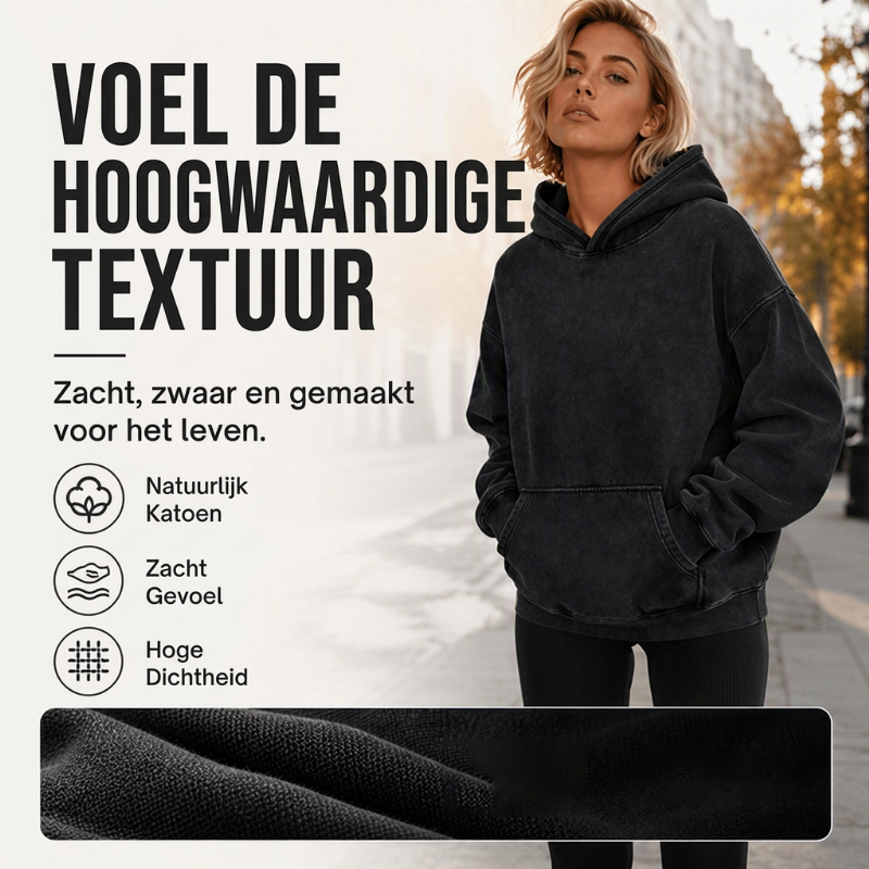 Vintage Acid-Wash Hoodie met Kangoeroezak en Relaxte Pasvorm-3