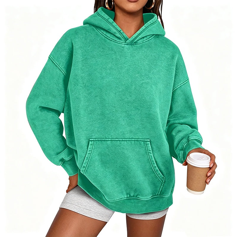Vintage Acid-Wash Hoodie met Kangoeroezak en Relaxte Pasvorm-12