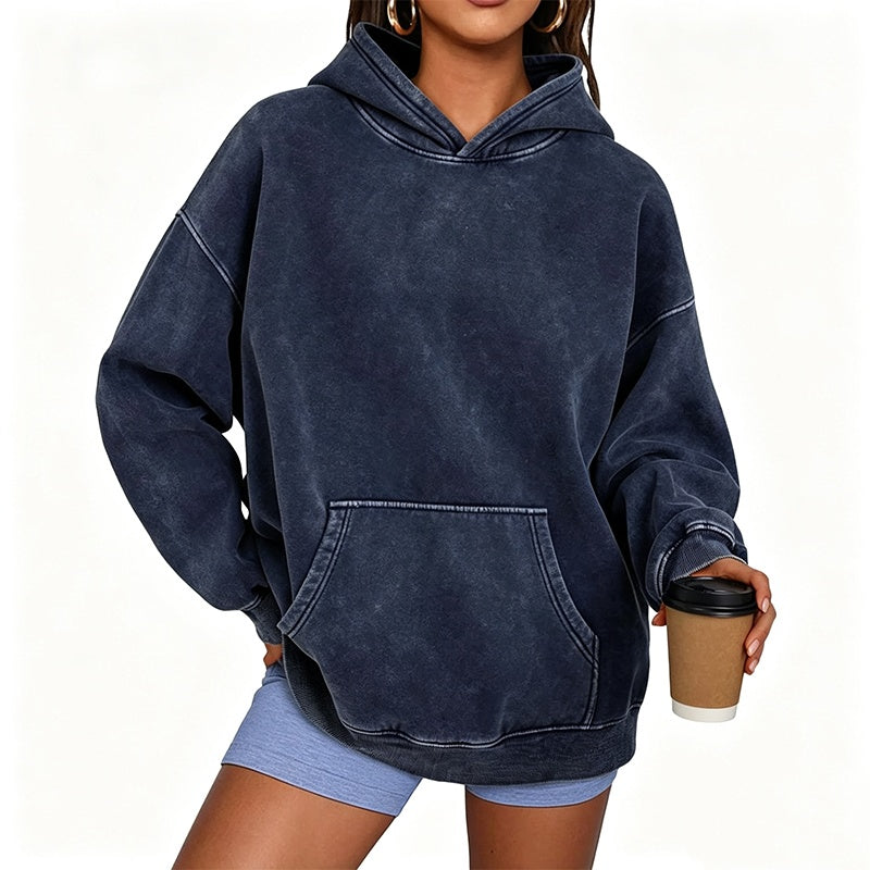 Vintage Acid-Wash Hoodie met Kangoeroezak en Relaxte Pasvorm-18