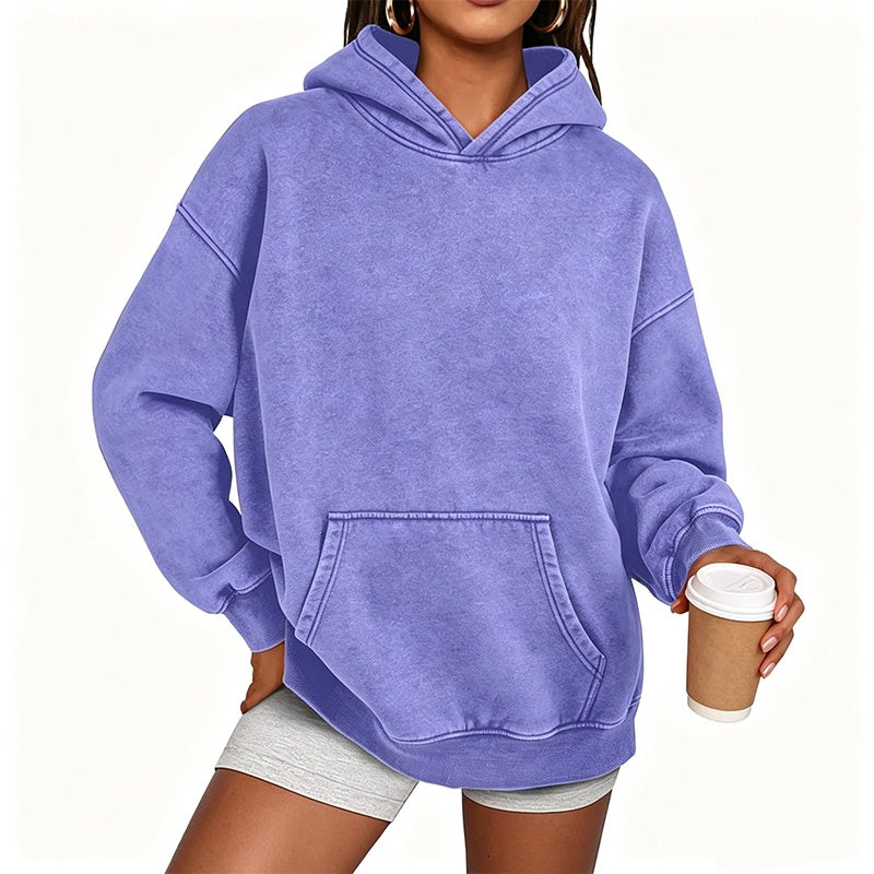 Vintage Acid-Wash Hoodie met Kangoeroezak en Relaxte Pasvorm-17