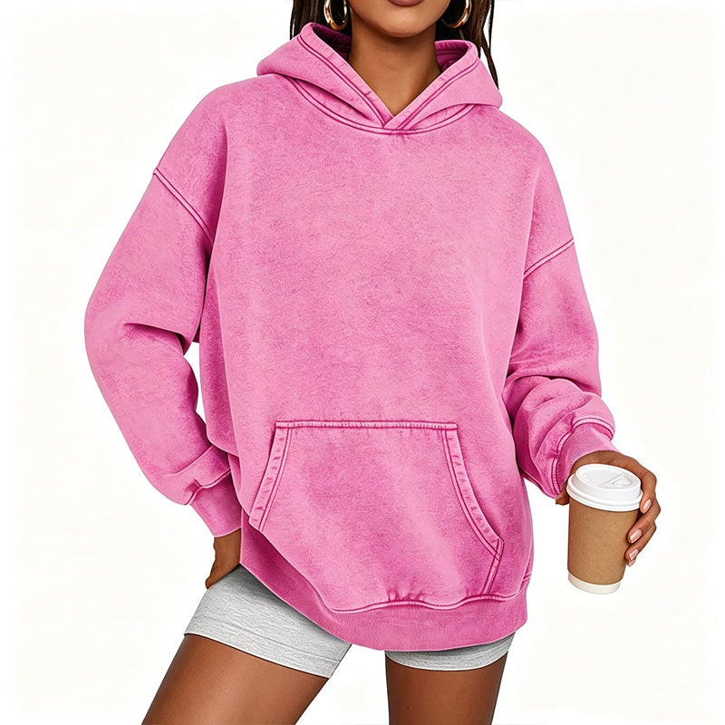 Vintage Acid-Wash Hoodie met Kangoeroezak en Relaxte Pasvorm-11