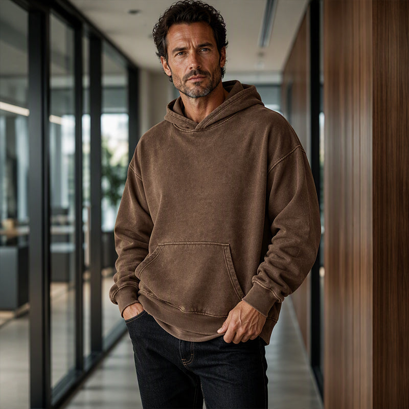 Vintage Acid-Wash Hoodie met Kangoeroezak en Relaxte Pasvorm-7