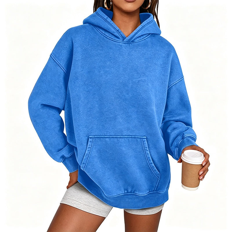 Vintage Acid-Wash Hoodie met Kangoeroezak en Relaxte Pasvorm-14