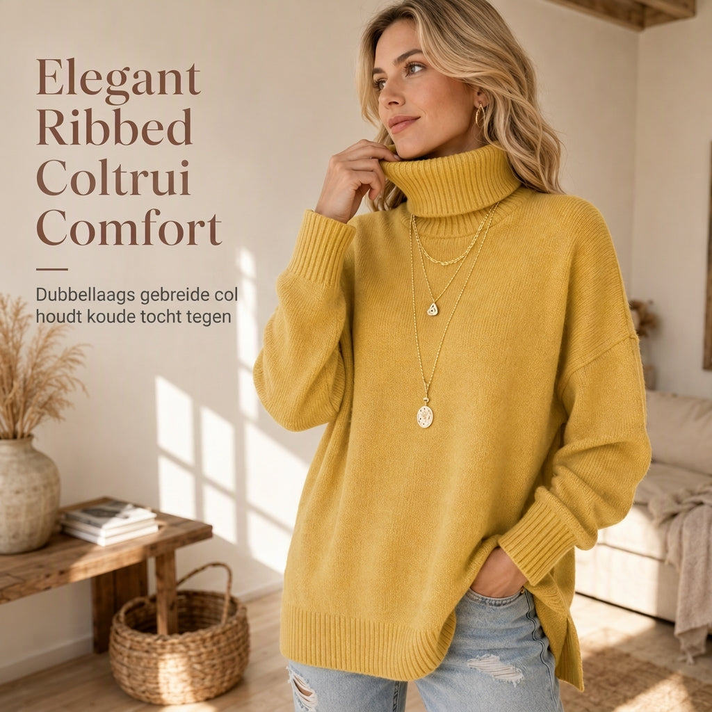 Oversized Geribde Coltrui voor Dames-1