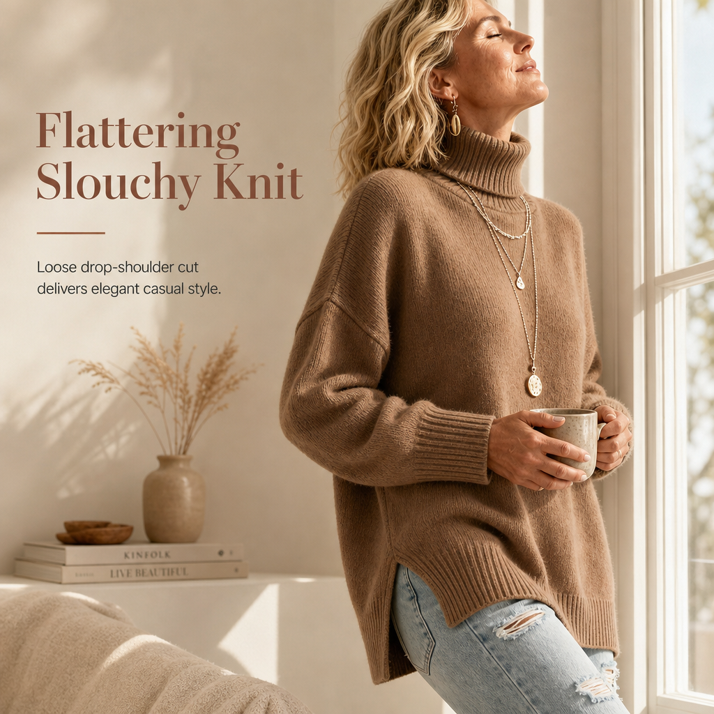 Oversized Geribde Coltrui voor Dames-3