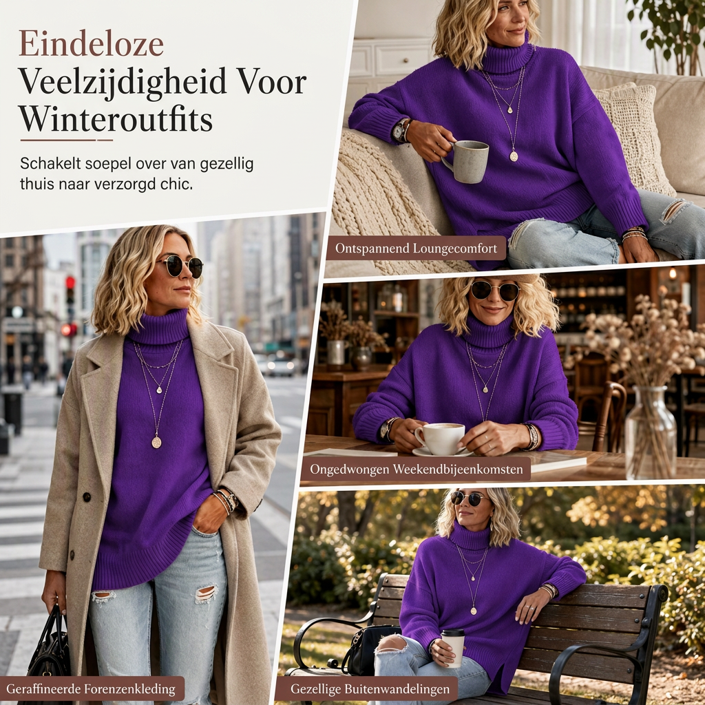 Oversized Geribde Coltrui voor Dames-6