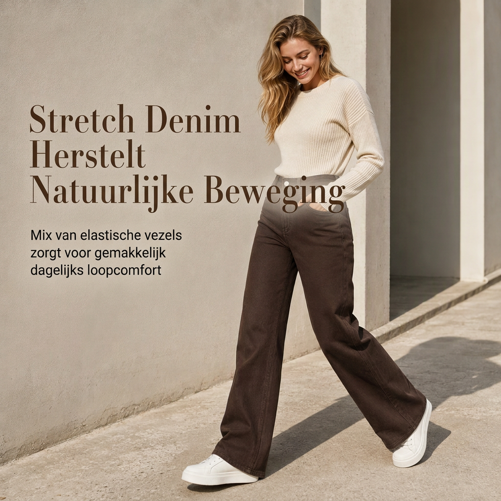 High-Waist Jeans met Wijde Pijpen en Stretch-2