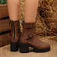 👢 Дамски боти тип мид-калф с дебел ток и катарама