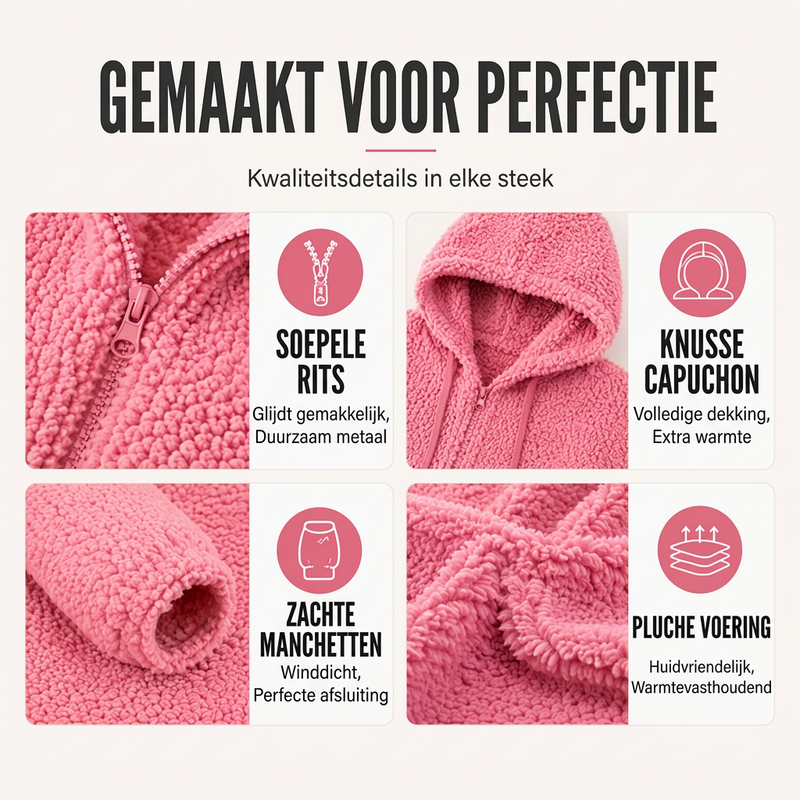 Warme Teddy Jas met Capuchon en Zakken-1