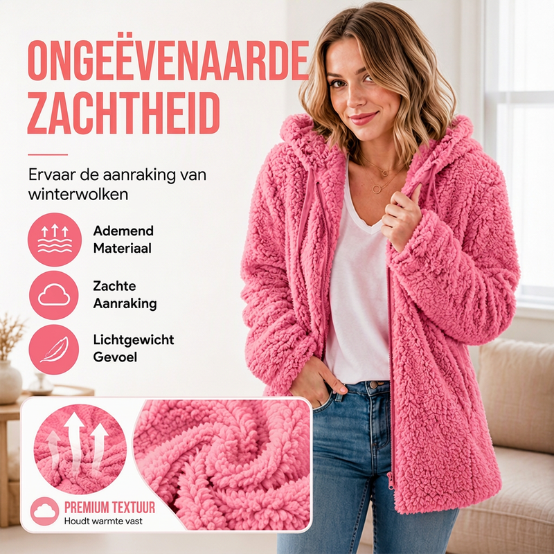 Warme Teddy Jas met Capuchon en Zakken-3