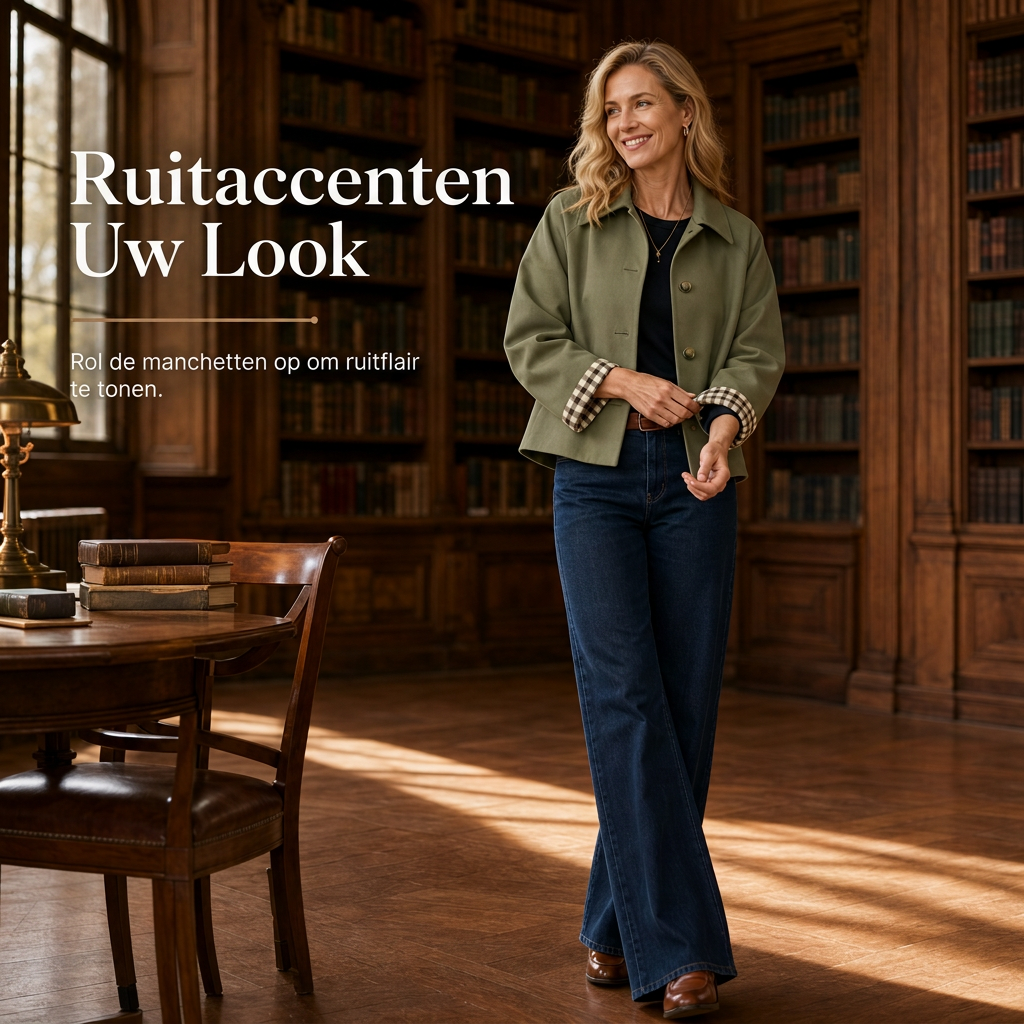 Klassieke Jas met Geruite Manchetten-2