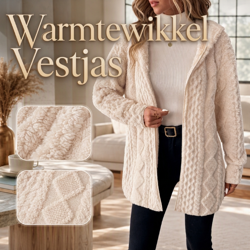 Warm Gebreid Teddy Vest met Kabelstructuur