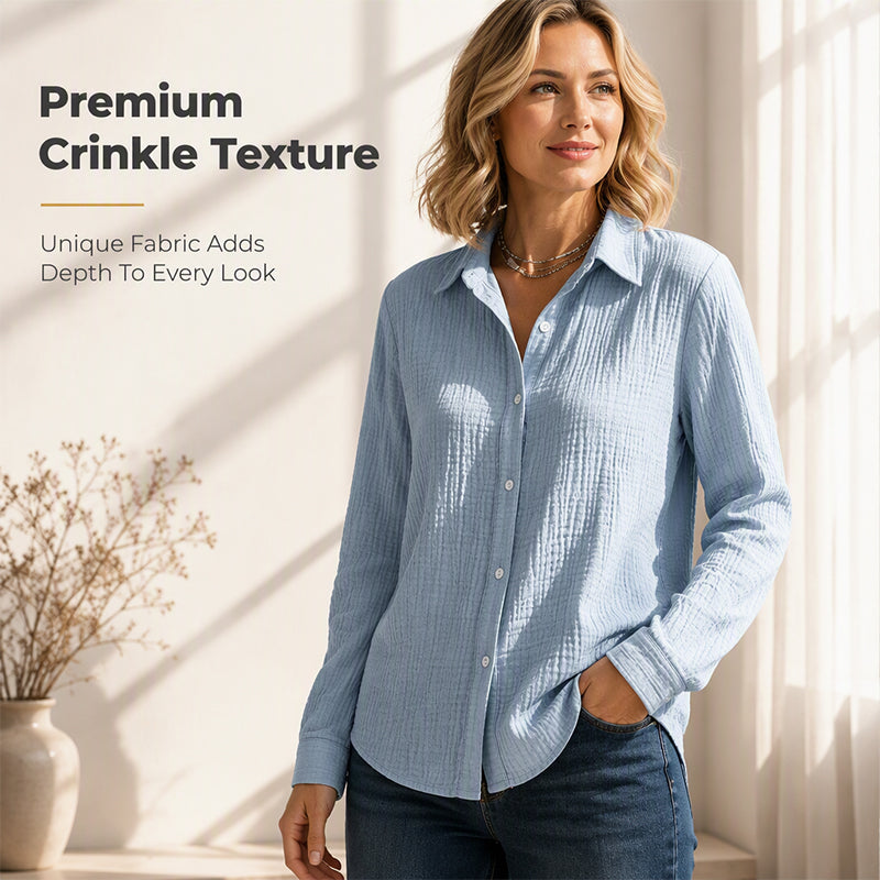 Luchtige Blouse met Knoopsluiting en Structuurstof-1