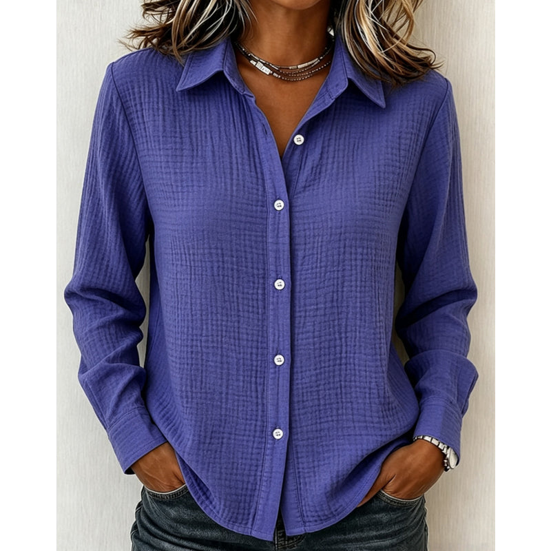 Luchtige Blouse met Knoopsluiting en Structuurstof-9