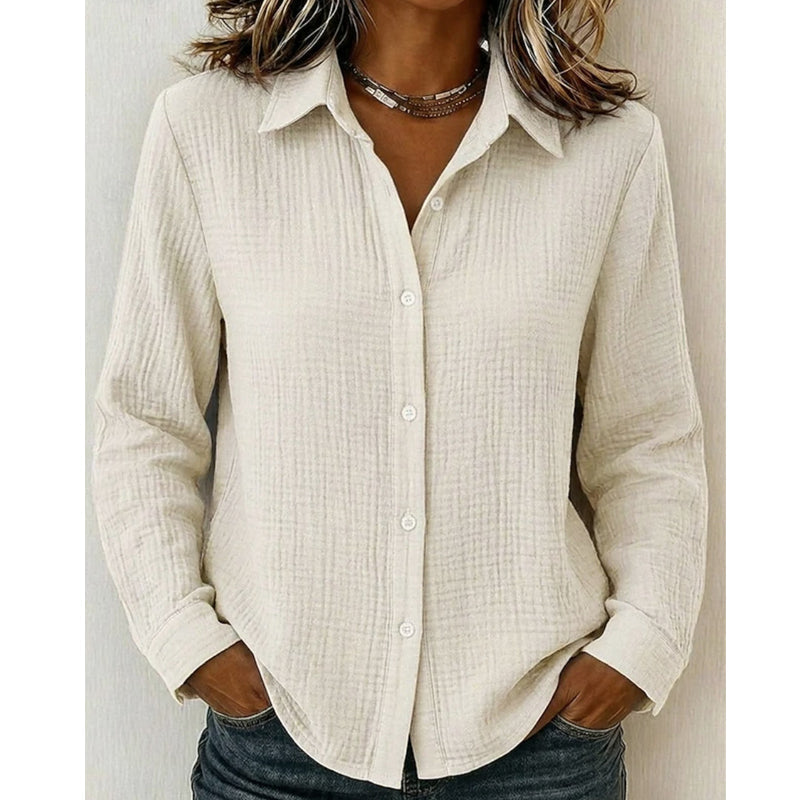 Luchtige Blouse met Knoopsluiting en Structuurstof-10