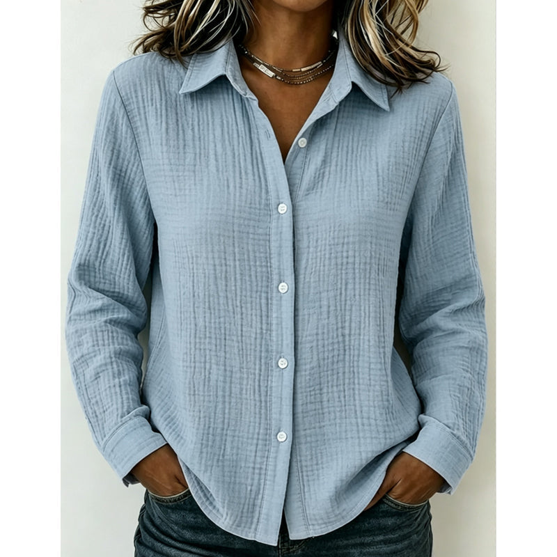 Luchtige Blouse met Knoopsluiting en Structuurstof-11