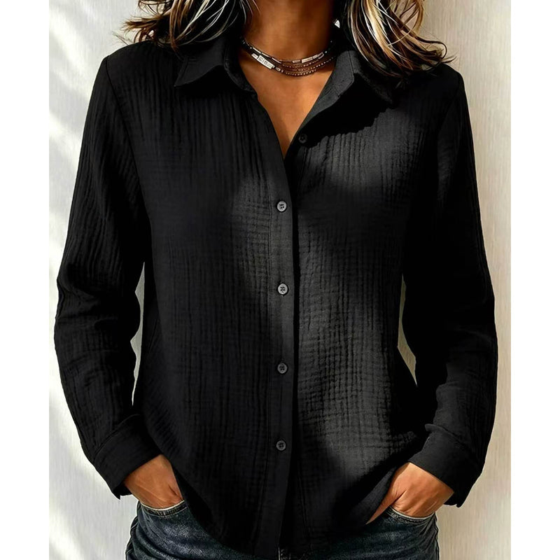 Luchtige Blouse met Knoopsluiting en Structuurstof-13