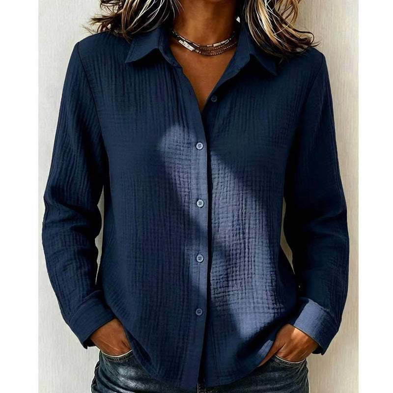 Luchtige Blouse met Knoopsluiting en Structuurstof-12