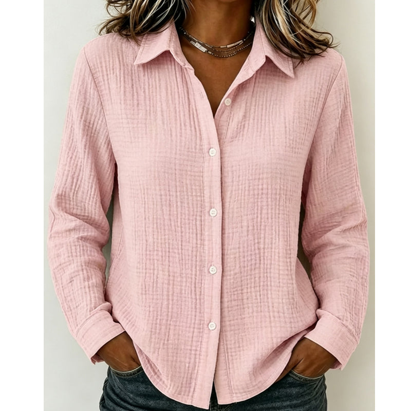 Luchtige Blouse met Knoopsluiting en Structuurstof-14
