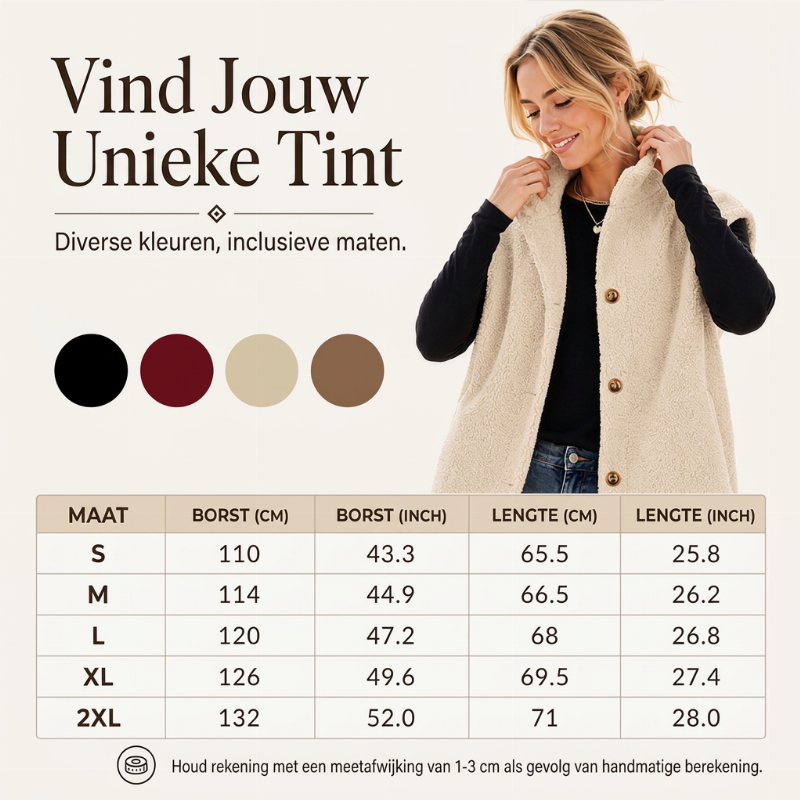 Zacht Teddy Gilet met Opstaande Kraag en Knoopsluiting-5