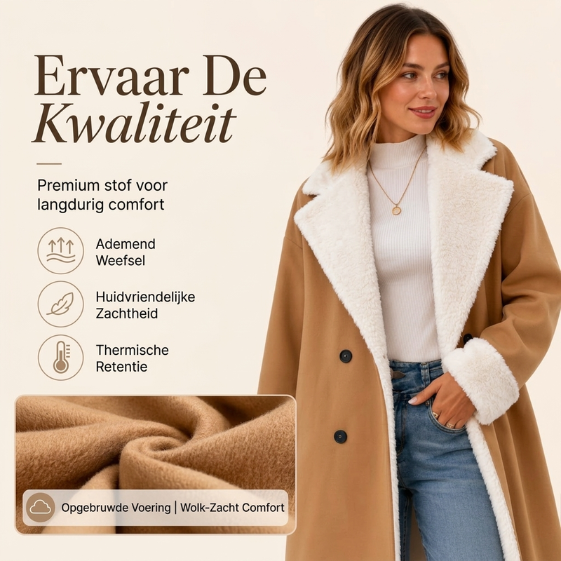Elegante Lange Jas met Teddyvoering-3