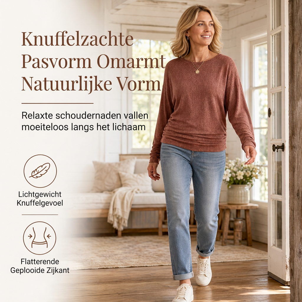 Geribde Gebreide Trui met Gerimpelde Taille-5