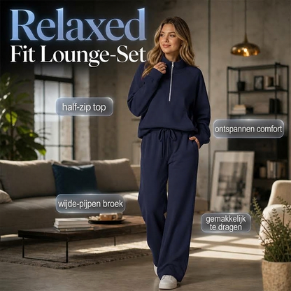 2-Delige Lounge Set met Half-Zip Top en Wijde Pijpen