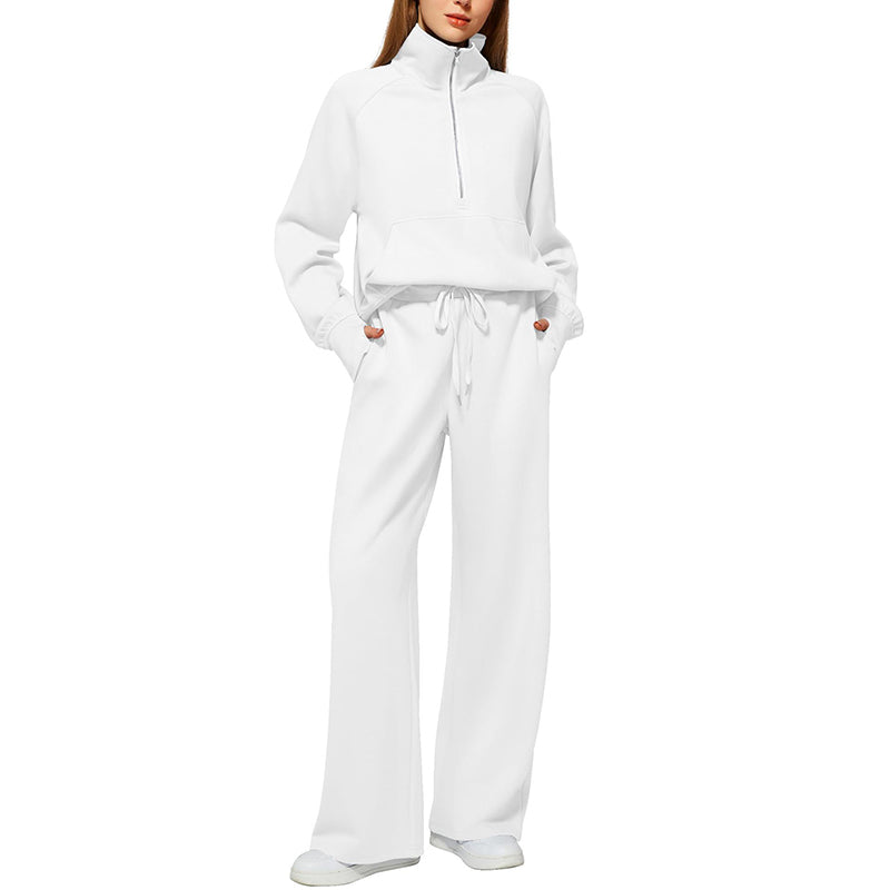 2-Delige Lounge Set met Half-Zip Top en Wijde Pijpen-19