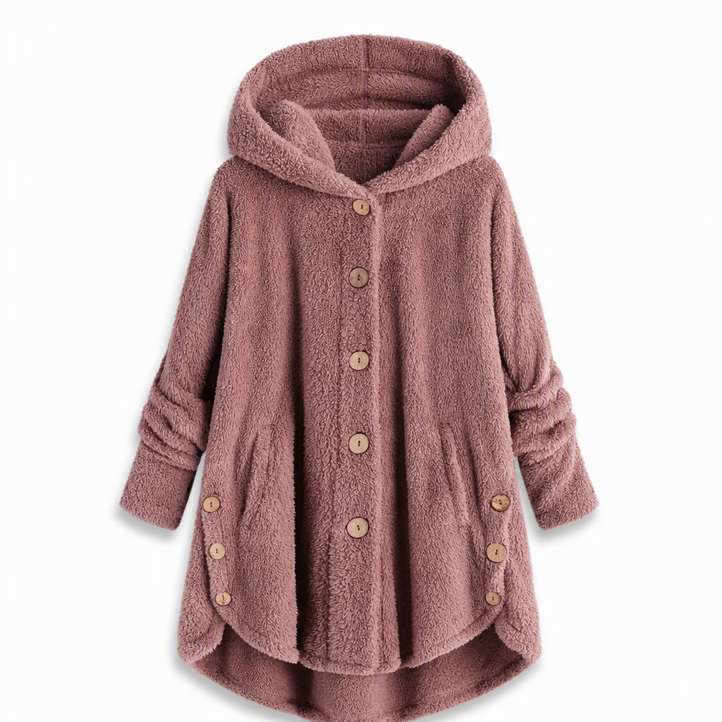 Pluchen Fleece Jas met Capuchon en Knoopsluiting-8