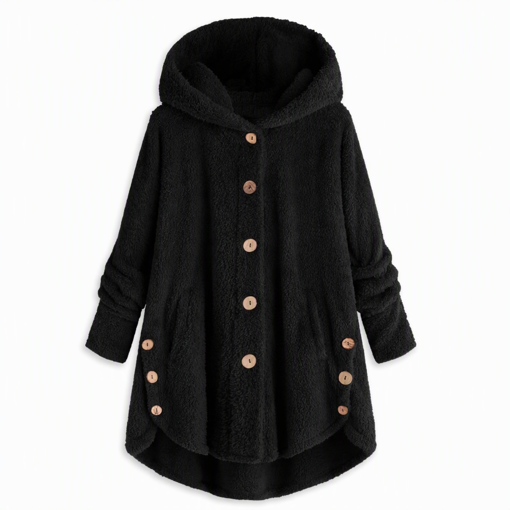 Pluchen Fleece Jas met Capuchon en Knoopsluiting-11