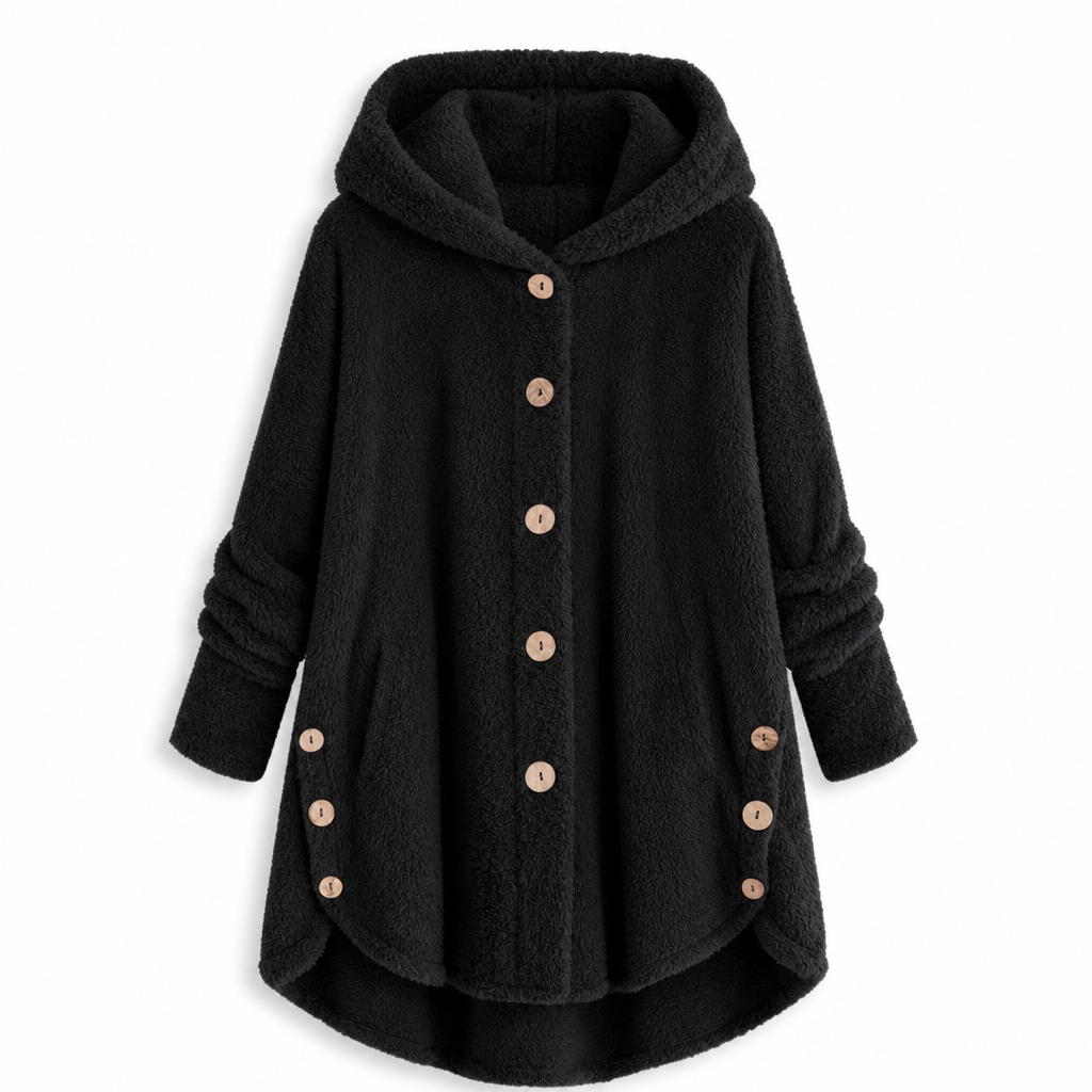 Pluchen Fleece Jas met Capuchon en Knoopsluiting-9