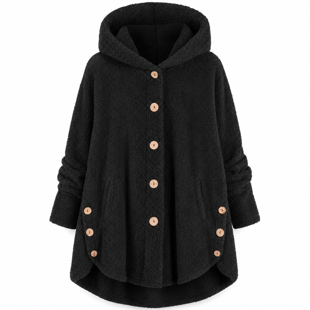 Pluchen Fleece Jas met Capuchon en Knoopsluiting-13