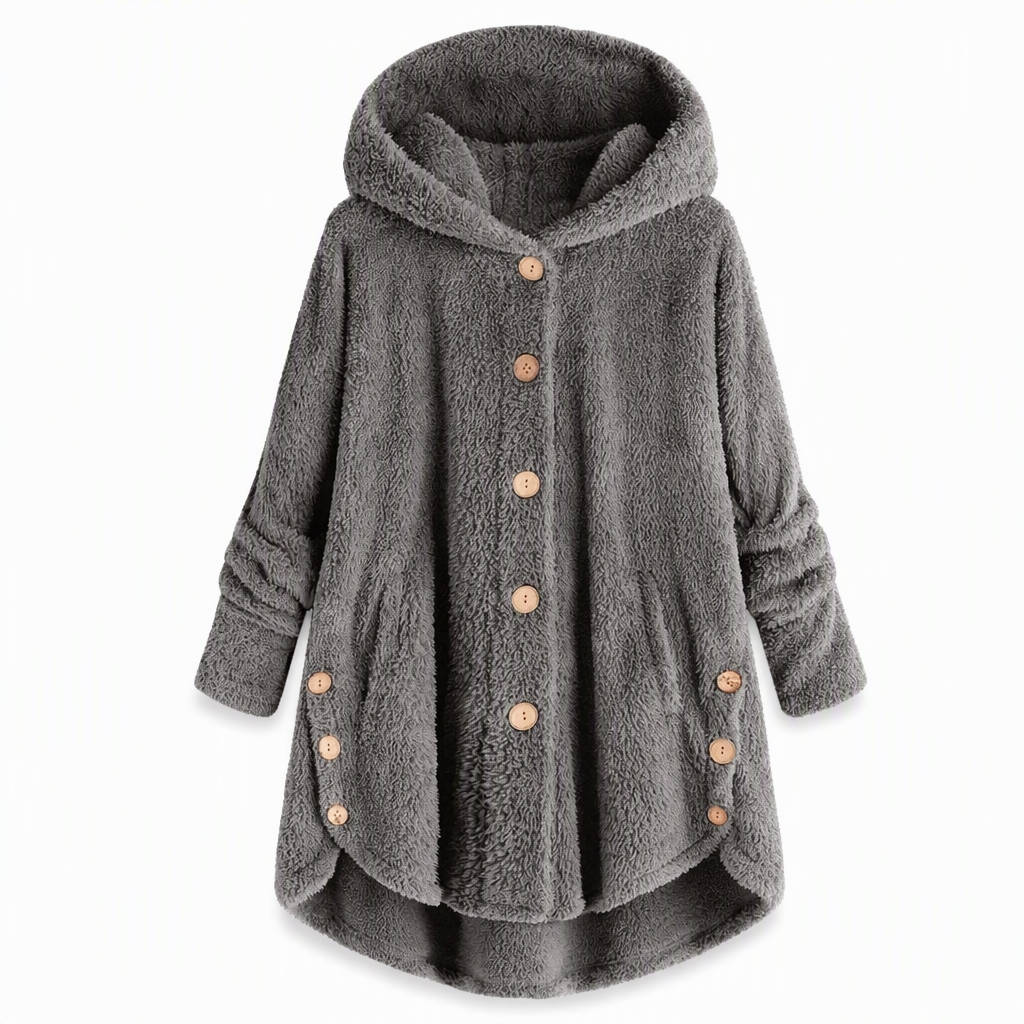 Pluchen Fleece Jas met Capuchon en Knoopsluiting-16